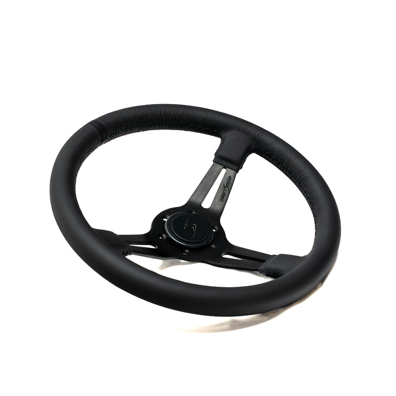 Volant DriftShop Premium Tulipé (70 mm) "Black Edition" en Cuir